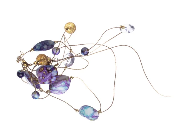 Gümüş Telli Mücevher Boncuk Kolye Havada Uçuşuyor Moda Dekoratif Eşyaları — Stok fotoğraf