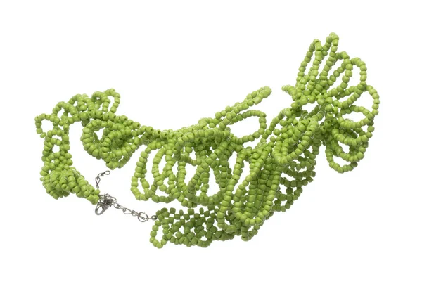 Színes Törzsi Gyöngy Stílusú Nyakkendő Repül Levegőben Zöld Színű Gyöngy — Stock Fotó