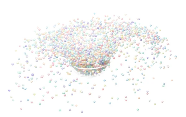 Styrofoam Mini Bal Vliegen Explosie Pastel Schuim Mini Ballen Zweven — Stockfoto