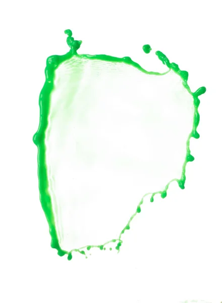 绿茶奶茶倒地 空气爆裂 绿茶奶茶洒出的水花以形状线的形式作为油漆的颜色 白色背景隔离高速快门速度冻结运动 — 图库照片