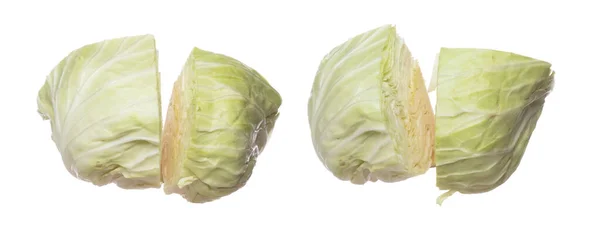 Cabbage Fly Mid Air Green Fresh Vegetable Cabbage Cut Chop — Fotografia de Stock