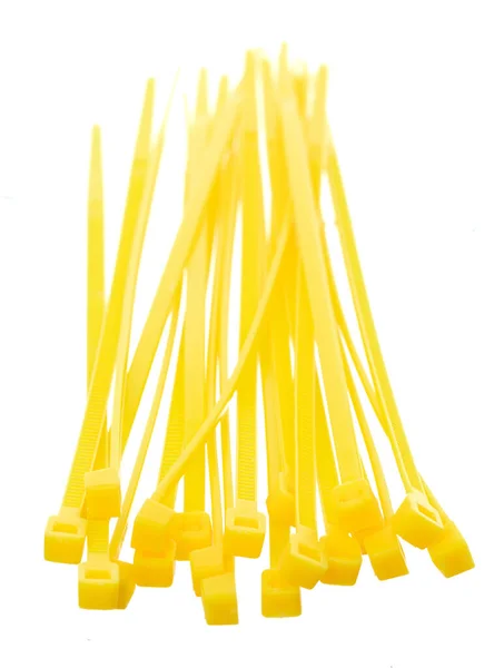 Corbata Cable Plástico Amarillo Para Sujetar Cable Envolver Las Cosas —  Fotos de Stock