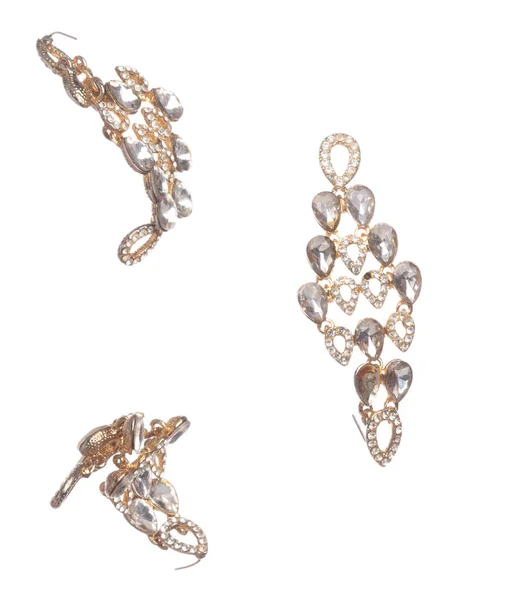 Fashion Gold Earrings Beautiful Work Detail Value Luxury Golden Earring — Stock Photo, Image