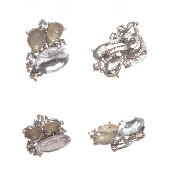 Mode Silberohrringe Mit Schönen Arbeitsdetails Ist Wert Luxus Silberdiamanten Ohrringe — Stockfoto
