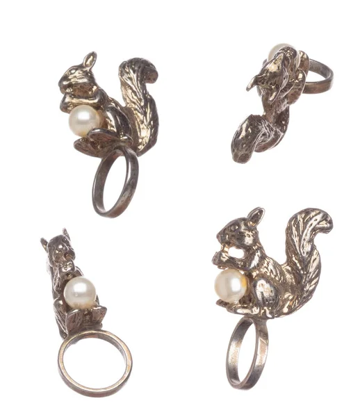 Mode Glänsande Rostfritt Silver Färgglada Ring Med Vackra Arbete Detalj — Stockfoto