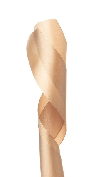 Gold Ribbon Long Straight Fly Air Curve Roll Shiny Golden — Stock Photo, Image