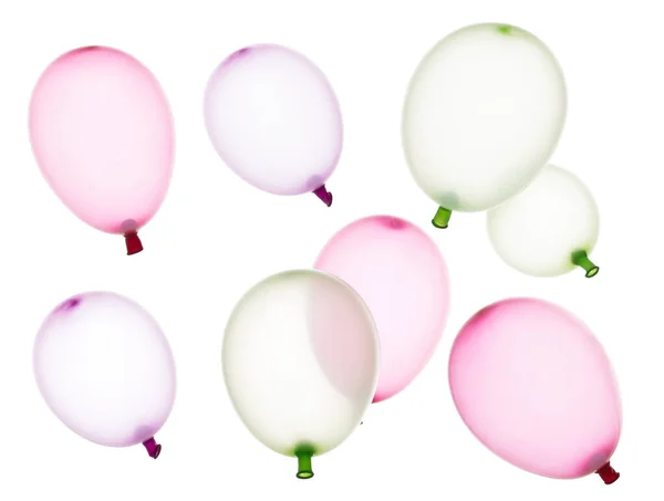 Balões Coloridos Borracha Inflados Voam Muitos Balões Inflados Coloridos Vermelho — Fotografia de Stock