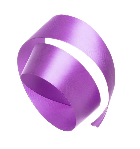 Фиолетовая Фиолетовая Лента Долго Летит Воздухе Блестящими Поворотами Пурпурно Фиолетовую — стоковое фото