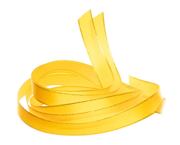 Fita Amarela Dourada Mosca Reta Longa Com Rolo Curva Brilhante — Fotografia de Stock