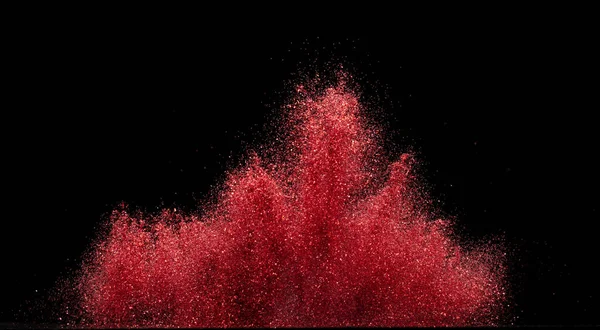 Výbuch Kovově Rudé Třpytky Jiskřily Růže Třpyt Prášek Jiskra Blikat — Stock fotografie