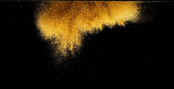Explosie Metallic Gouden Glitter Schitteren Gouden Glitter Poeder Vonk Knipperen — Stockfoto