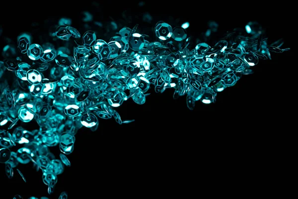 Explosão Brilho Azul Metálico Brilho Lantejoulas Blue Glitter Faísca Lantejoulas — Fotografia de Stock