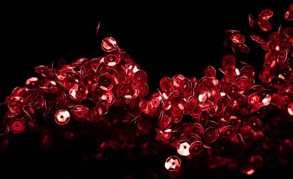 Explosão Brilho Vermelho Metálico Brilho Lantejoulas Red Glitter Faísca Lantejoulas — Fotografia de Stock