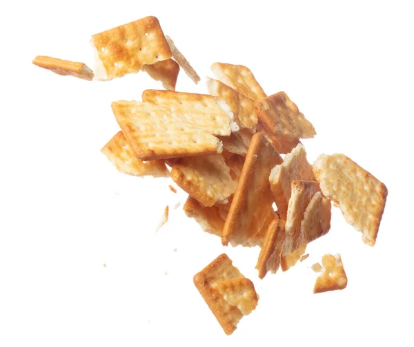 Cracker Butter Τετράγωνο Πτώση Πετάξει Στον Αέρα Χρυσή Τραγανή Cracker — Φωτογραφία Αρχείου