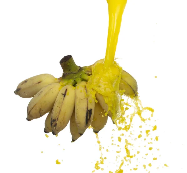 Explosión Voladora Plátano Con Zumo Fruta Agua Con Vitamina Amarilla — Foto de Stock