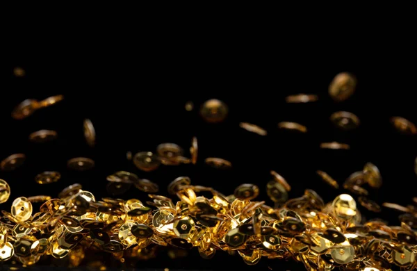 Esplosione Lustrino Metallico Oro Scintillio Paillettes Golden Glitter Scintilla Scintilla — Foto Stock