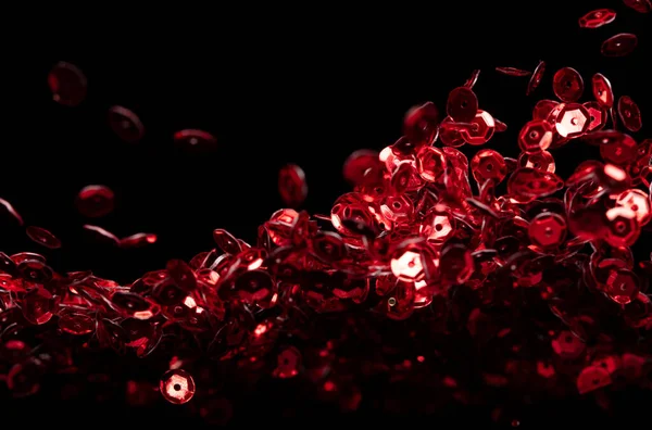Explosão Brilho Vermelho Metálico Brilho Lantejoulas Red Glitter Faísca Lantejoulas — Fotografia de Stock