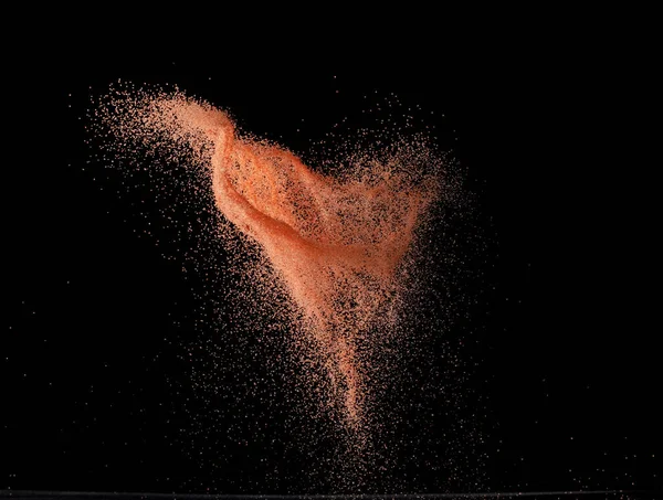 Roter Sand Fliegt Explosionsartig Kornwellen Explodieren Abstrakte Wolkenfliege Orange Getrocknete — Stockfoto