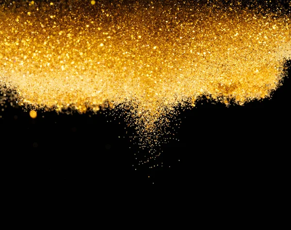 Explosión Brillo Brillo Oro Metálico Brillo Oro Polvo Chispa Parpadear — Foto de Stock