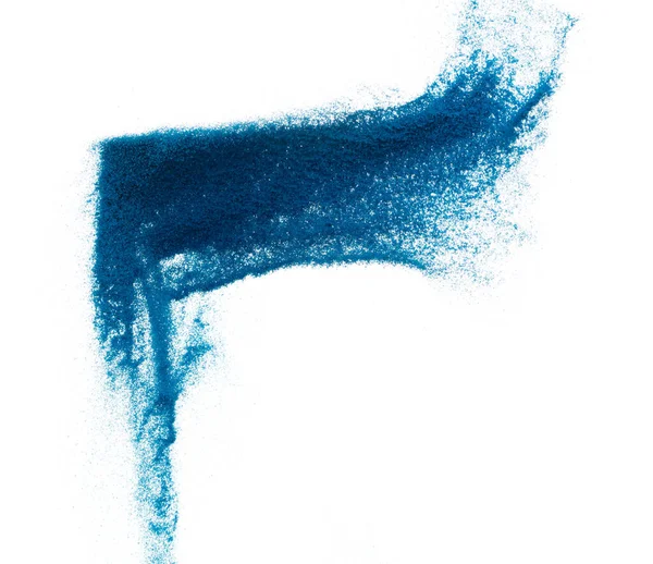 Blauwe Zand Vliegende Explosie Oceaan Zand Korrel Golf Exploderen Abstracte — Stockfoto