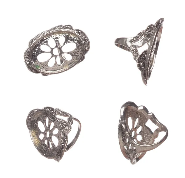 Мода Shinny Нержавеющего Серебра Красочные Кольцо Красивыми Деталями Работы Значение — стоковое фото