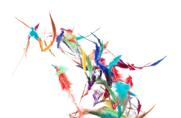 Många Färger Fjäderflugan Faller Vacker Spiral Mönster Luften Över Svart — Stockfoto