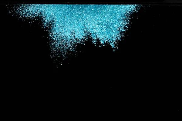 Explosie Metallic Blauwe Glitter Schitteren Lucht Glitter Poeder Vonk Knipperen — Stockfoto