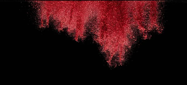 Explosion Paillettes Rouges Métalliques Scintillement Rose Glitter Poudre Étincelle Cligner — Photo
