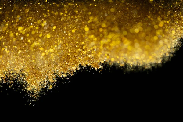 Patlama Metalik Altın Parıltısı Altın Parıltı Tozu Kıvılcımı Kutluyor Bulanık — Stok fotoğraf