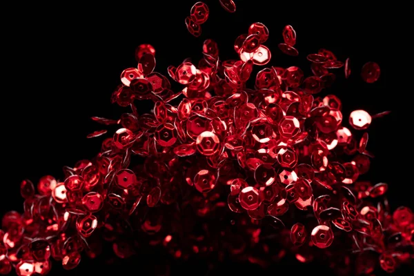 Explosion Metallic Red Glitter Sequin Sparkle Red Glitter Sequin Spark — Stock Photo, Image