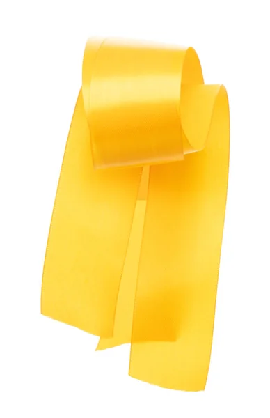 Желто Золотая Лента Долго Прямолинейно Летает Воздухе Кривым Рулонным Блеском — стоковое фото