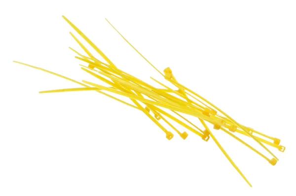 Cabo Plástico Amarrar Amarelo Para Segurar Cabo Juntos Envolver Torno — Fotografia de Stock