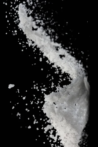 Salt Powder Pour Fall Bowl White Salt Crystal Cook Abstract — Stock Photo, Image