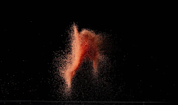 Röd Sand Flyger Explosion Partikel Dot Grain Våg Exploderar Abstrakt — Stockfoto