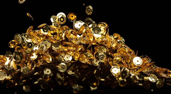 Explosion Metallic Gold Glitter Sequin Sparkle Golden Glitter Sequin Spark — Stock Photo, Image