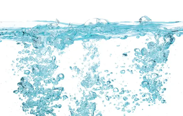Agua Potable Vertida Vidrio Transparente Burbujas Interior Verter Caída Agua — Foto de Stock
