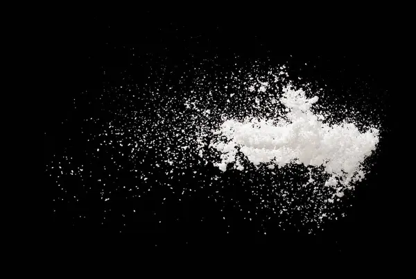 Photo Image Throwing Snow Fly Air Snows Freeze Shot Black — Stock Photo, Image