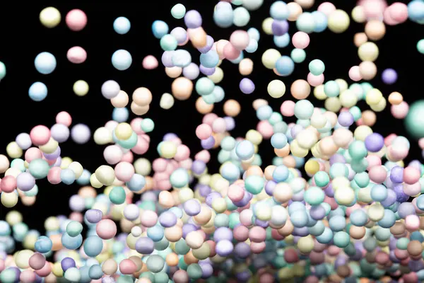 Styropor Mini Ball Fliegt Explosion Pastellschaum Mini Kugeln Schweben Explodieren — Stockfoto