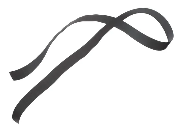 Черная Лента Долго Прямой Летать Воздухе Кривой Рулон Блестящий Черная — стоковое фото