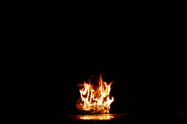 Fire Flames Blaze Burn Black Background Isolated Firing Flaming Paper — Stock Photo, Image