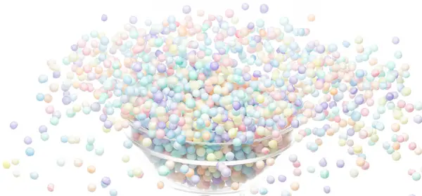 Styrofoam Mini Bal Vliegen Explosie Pastel Schuim Mini Ballen Zweven — Stockfoto