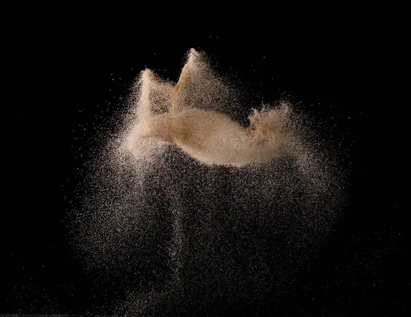 Natürlicher Sand Fliegt Explosionsartig Kornwellen Explodieren Abstrakte Wolkenfliege Brauner Sand — Stockfoto