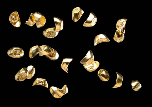 Chinese Ornament Gold Ingot Bar Decoration Element Chinese Gold Ingots — Foto de Stock