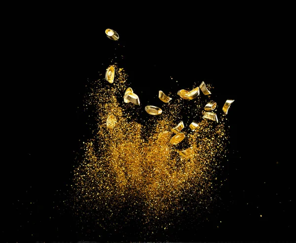 Altın Külçeli Çin Para Çubuğu Toz Parçacığı Havada Uçuşuyor Çin — Stok fotoğraf