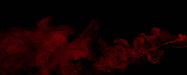 Red Dense Fluffy Puffs of White Smoke and Fog on black Background, Abstract Smoke Clouds, Movement Blurred out of focus. Smoking blows from machine dry ice fly fluttering in Air, effect texture