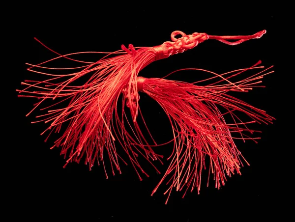 Two Red Chinese Tassel Float Air Tail Fly Many Red — Stock Photo, Image