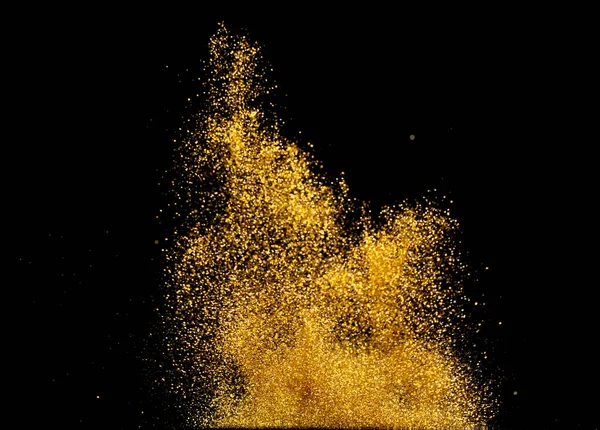 Havada Altın Metalik Parıltı Patlaması Altın Parıltı Kum Kıvılcımı Çin — Stok fotoğraf