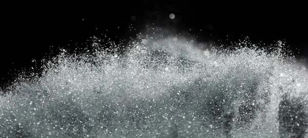 Explosion Metallic Silver Glitter Sparkle Silver Glitter Powder Spark Blink — Stock Photo, Image