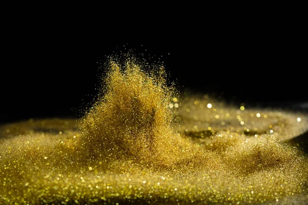 Explosion Metallic Gold Glitter Sparkle Golden Glitter Powder Spark Blink — Stock Photo, Image