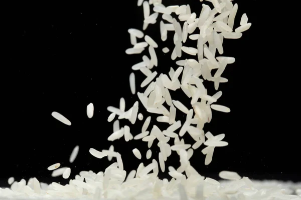 Japoński Ryż Latający Wybuch Białe Ziarna Ryżu Spadają Abstrakcyjne Muchy — Zdjęcie stockowe